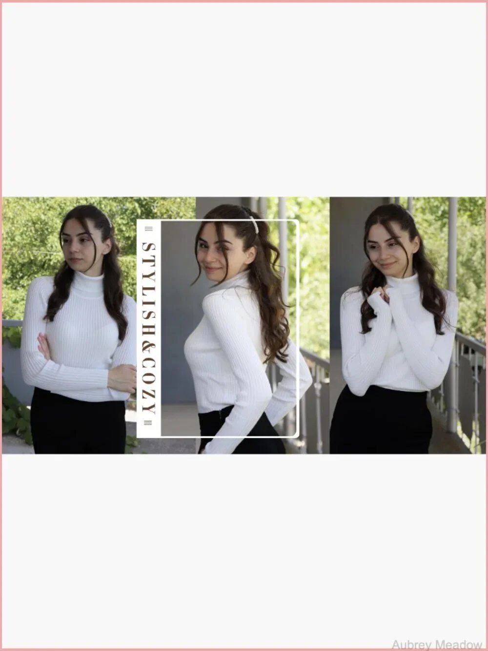 Turtleneck Sweater Pullover Ribbed Knit Long Sleeve Slim Fit